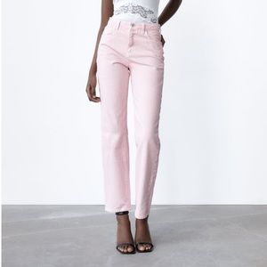 SUPER HIGH RISE STRAIGHT LEG Z1975 JEANS in faded pink worn twice